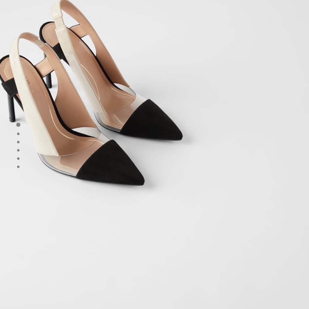 Zara heeled slingback vinyl shoe
